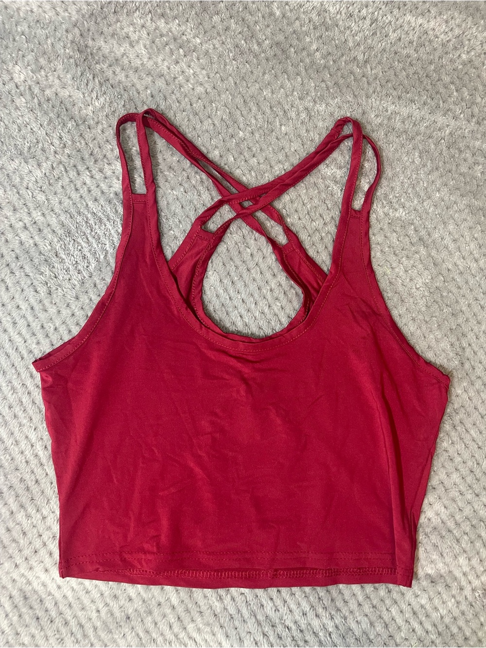 Red Crisscross Back Crop Tank Top